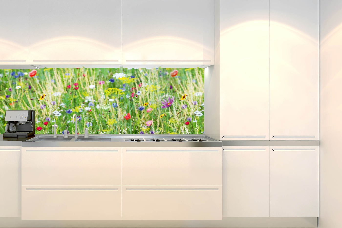 Küchenrückwand Folie - Wiese mit Blumen 180 x 60 cm