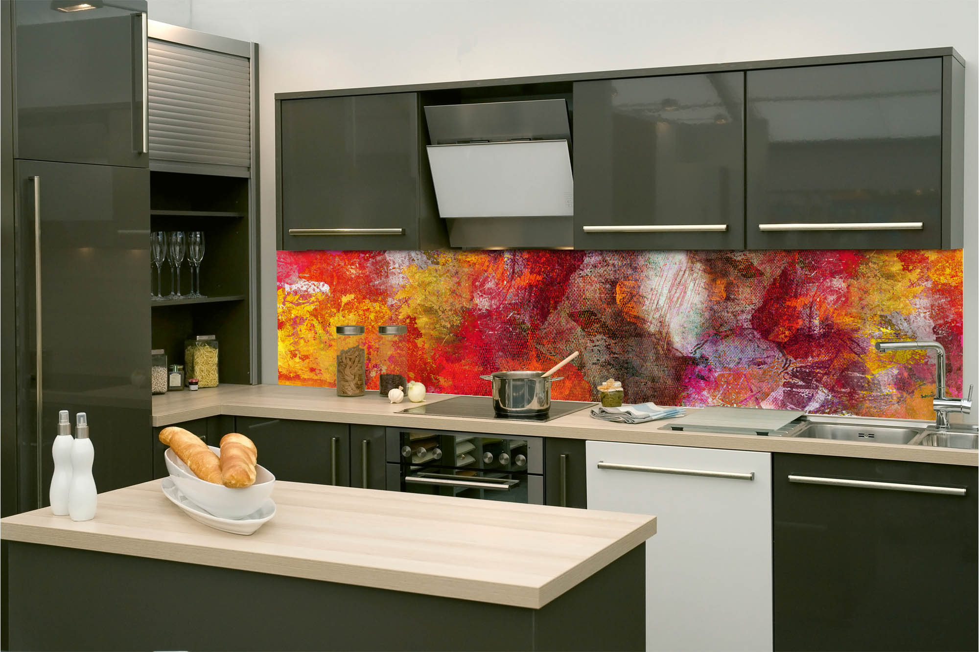 Küchenrückwand Folie - Abstrakte bunte Textur 260 x 60 cm