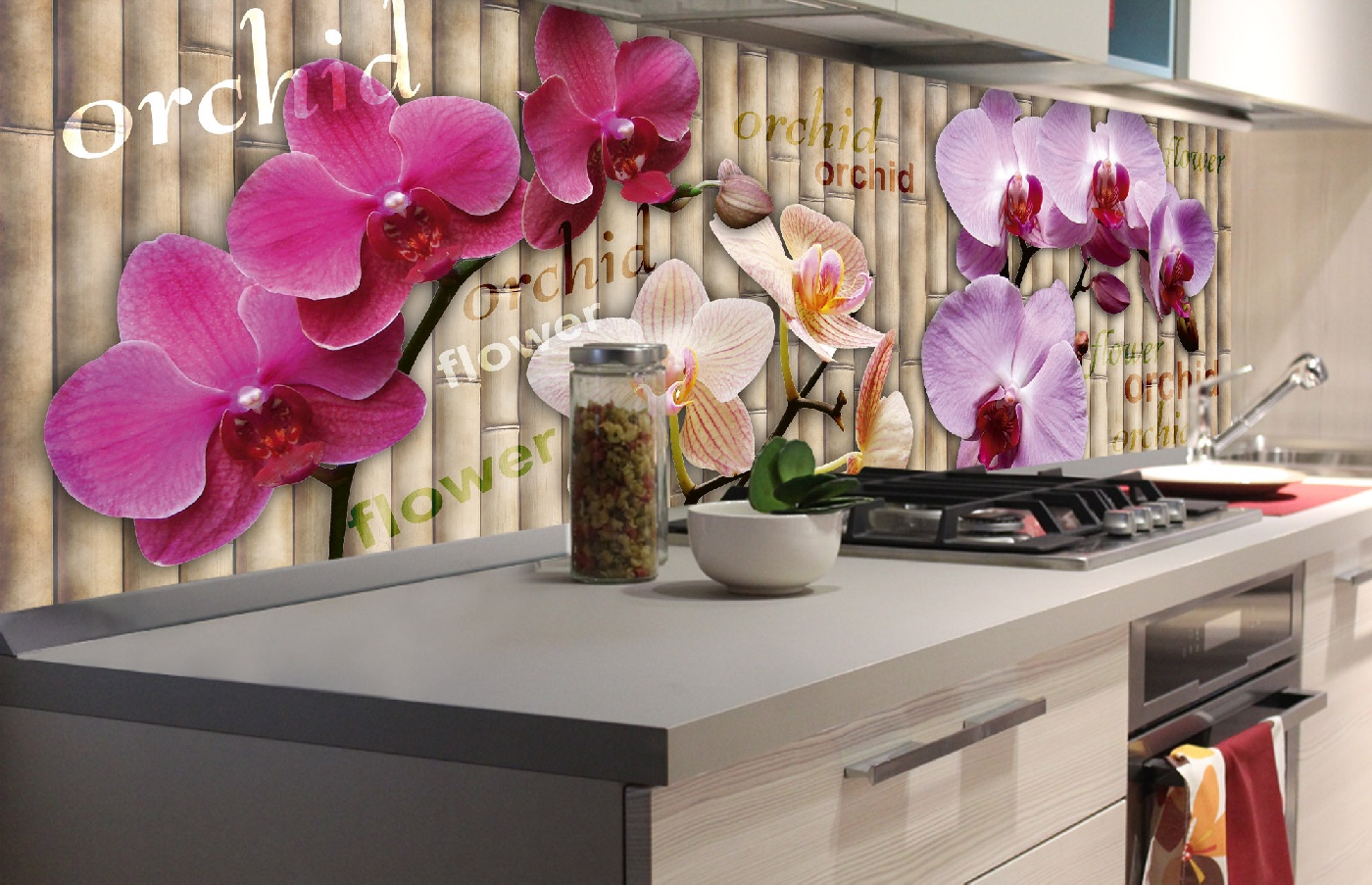 Küchenrückwand Folie - Orchidee 180 x 60 cm