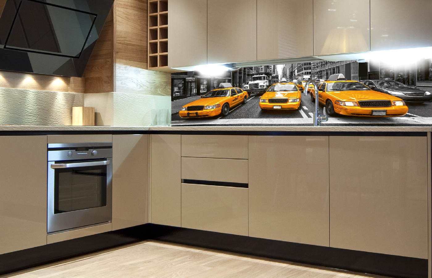 Küchenrückwand Folie - Gelbe Taxis 180 x 60 cm
