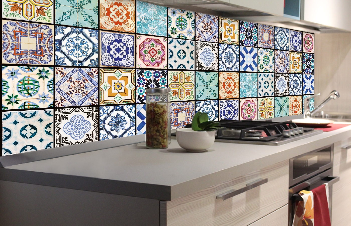 Küchenrückwand Folie - Azulejos 180 x 60 cm