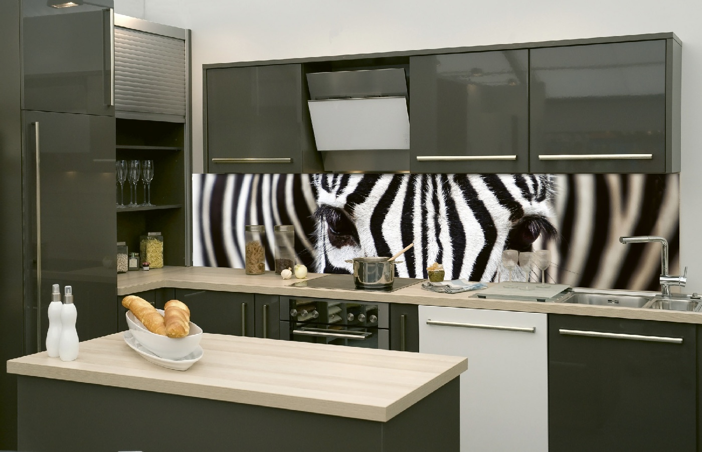 Küchenrückwand Folie - Zebra 260 x 60 cm