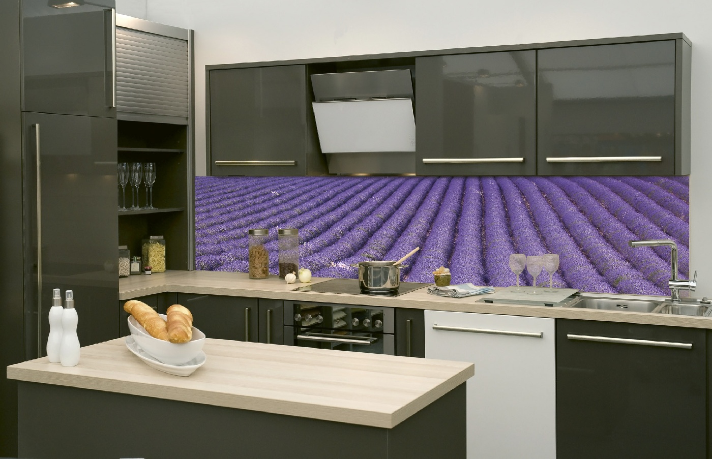 Küchenrückwand Folie - Lavendelfeld 260 x 60 cm