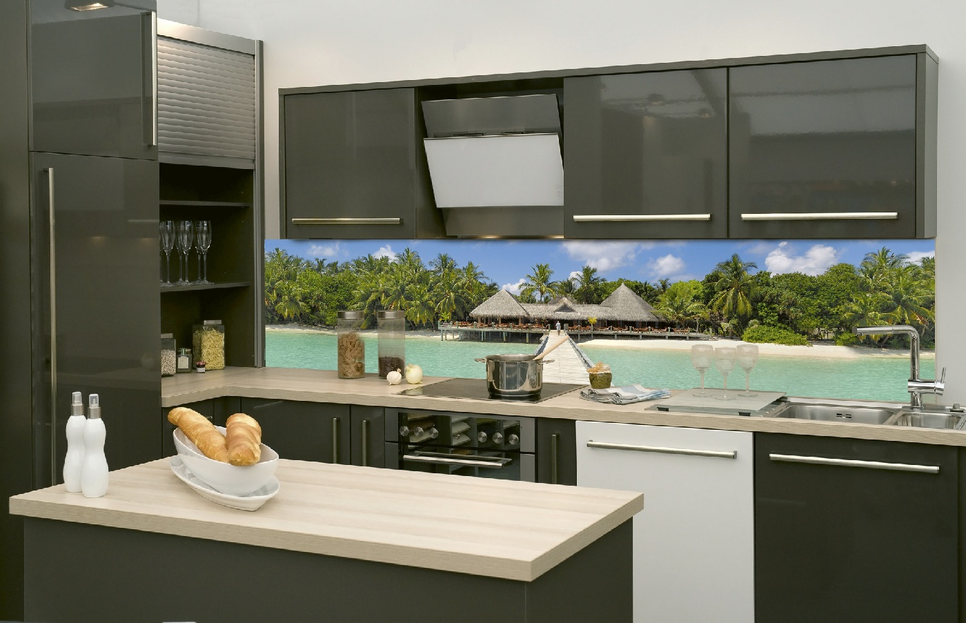 Küchenrückwand Folie - Hafendamm 260 x 60 cm