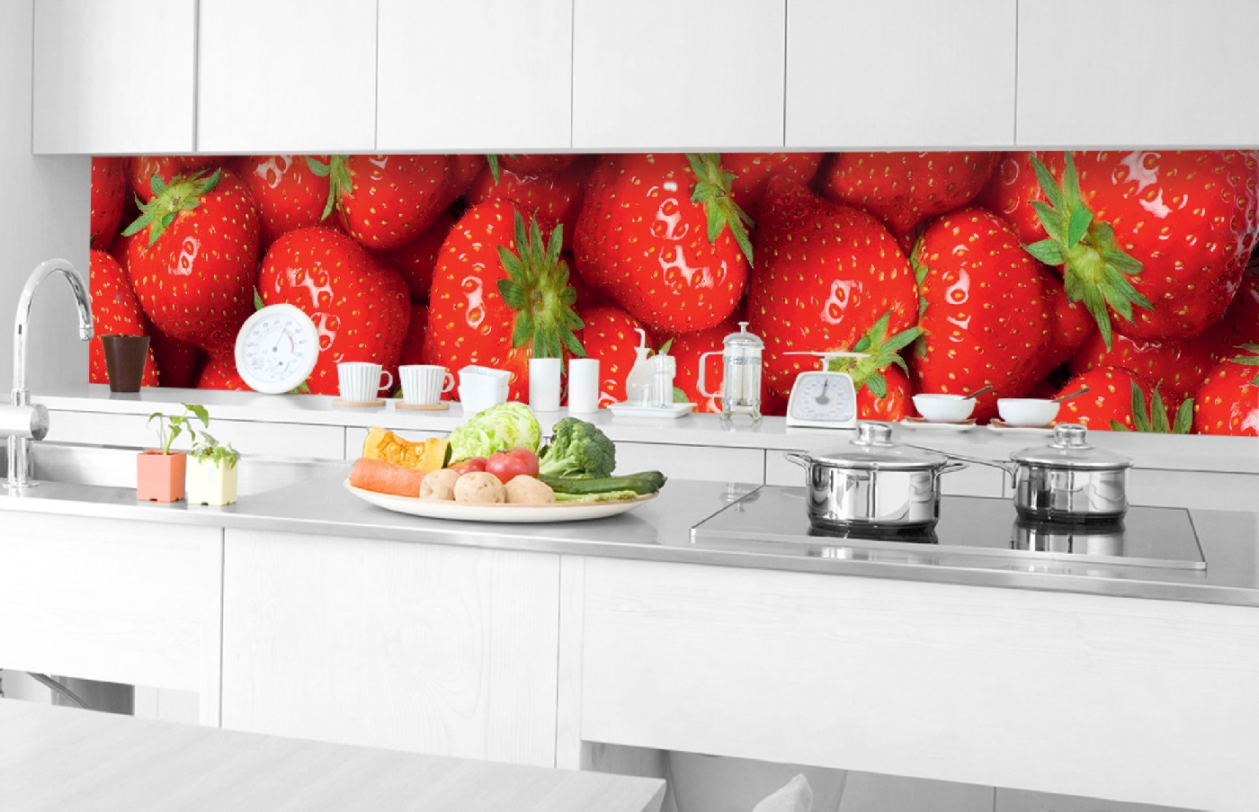 Küchenrückwand Folie - Erdbeeren 350 x 60 cm