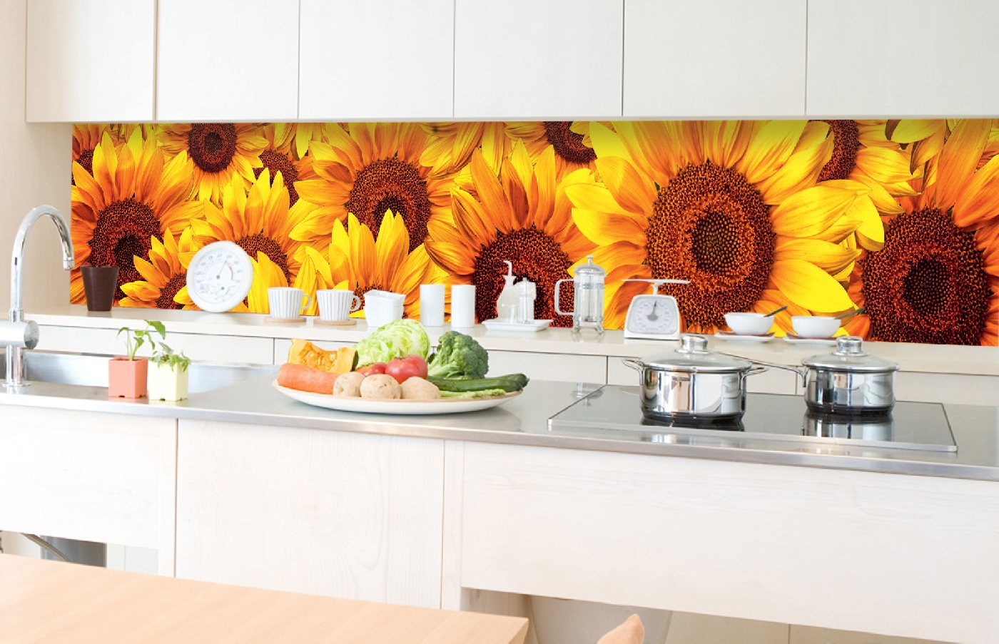 Küchenrückwand Folie - Sonnenblumen 350 x 60 cm