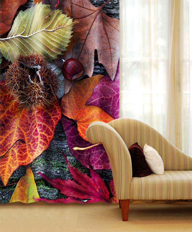 Vorhang, Stoff, Herbstblätter