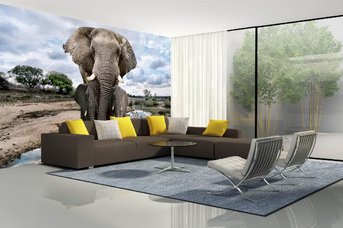vlies fototapete - afrikanische elefanten in afrika 375 x 250 cm