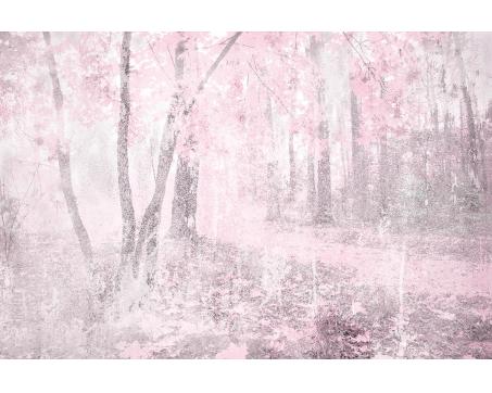 Vlies Fototapete - Rosa Wald Abstrakt 375 x 250 cm 
