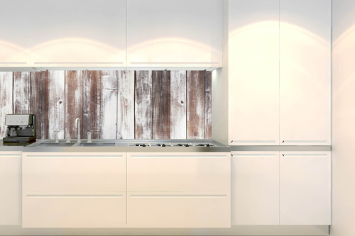 Küchenrückwand Folie - Bemalte Braune Alte Holzbretter 180 x 60 cm