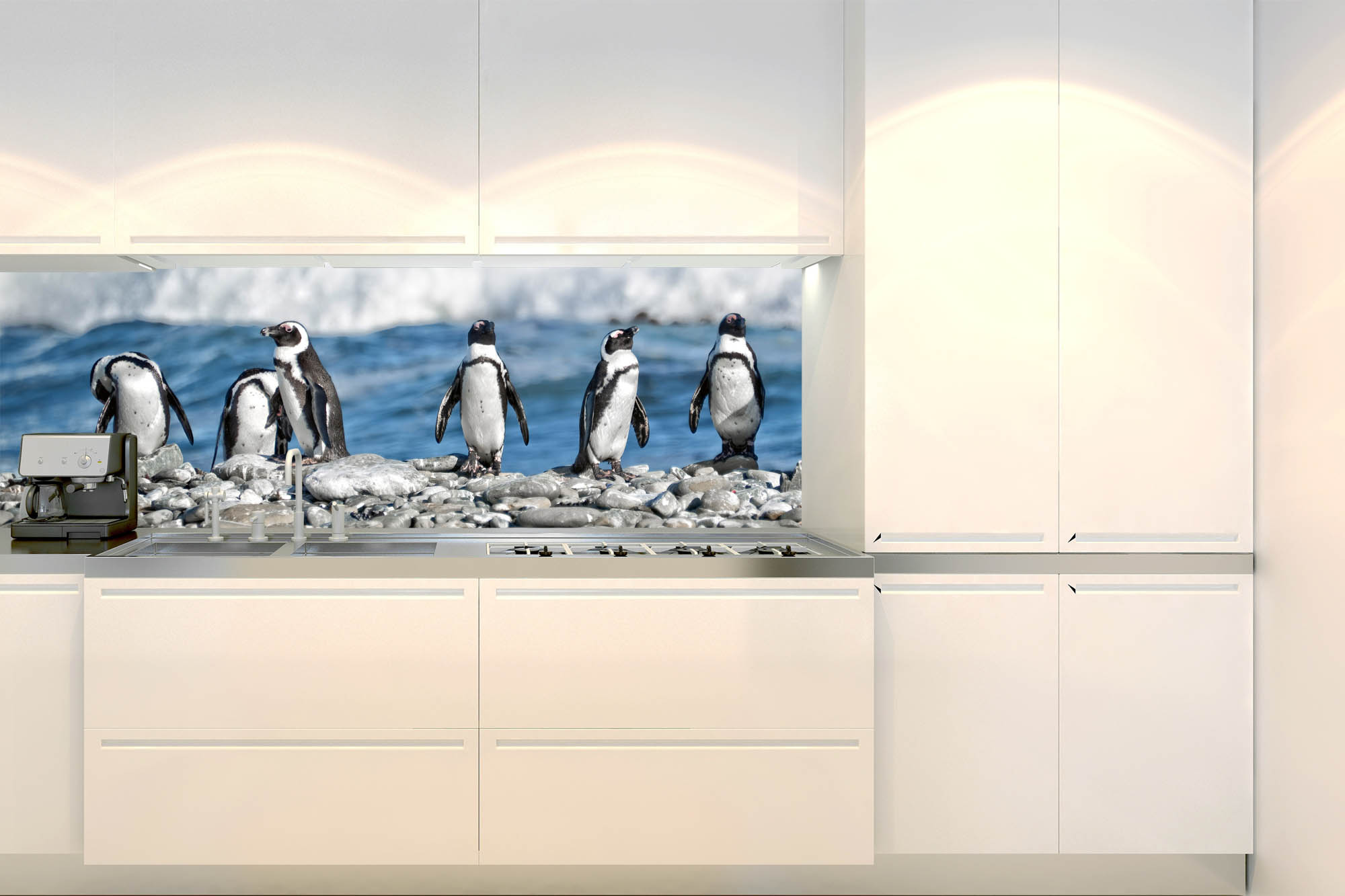 Küchenrückwand Folie - Reihe von Pinguinen 180 x 60 cm