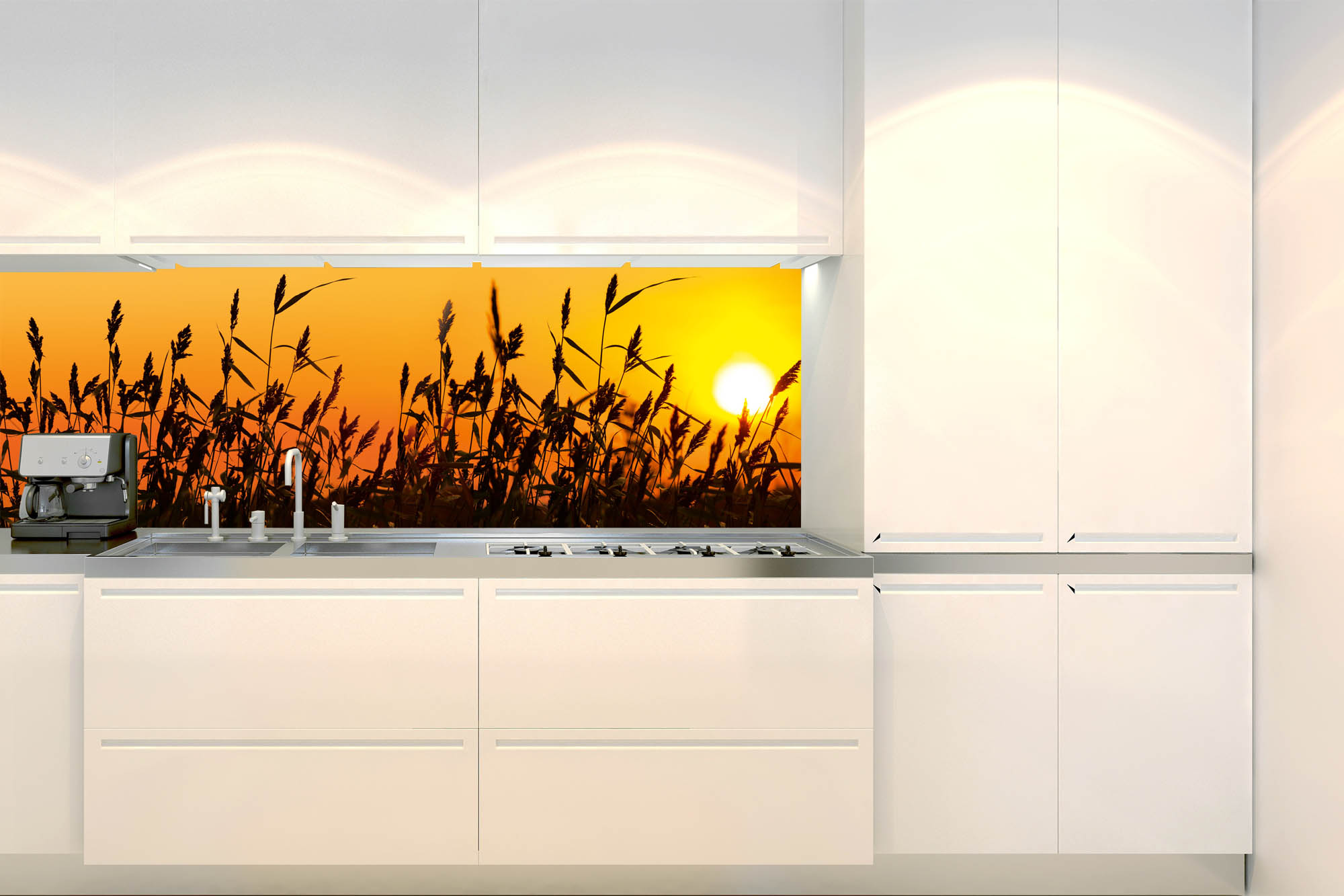 Küchenrückwand Folie - Schilf im Sonnenuntergang 180 x 60 cm