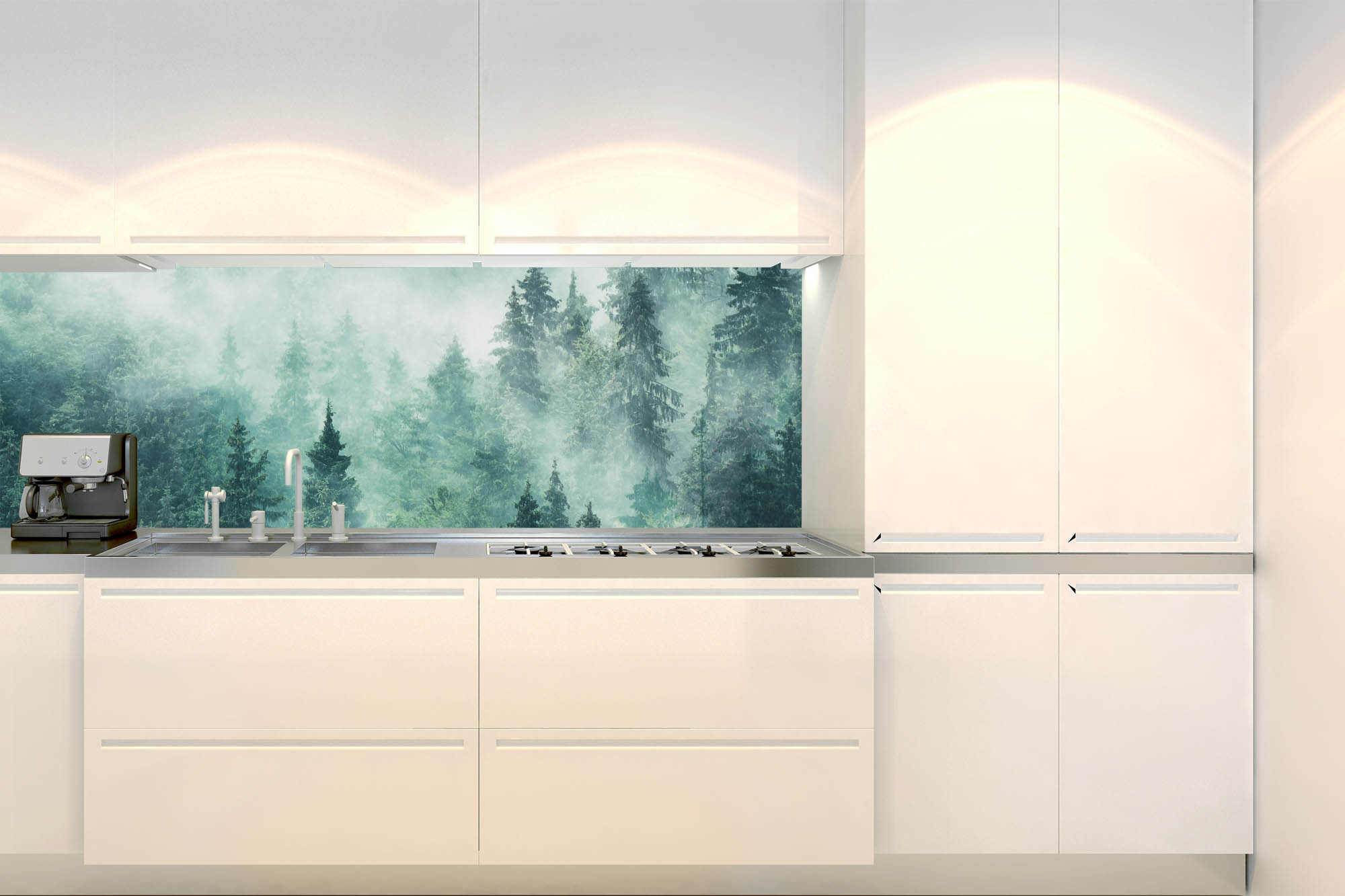Küchenrückwand Folie - Nebliger Wald 180 x 60 cm