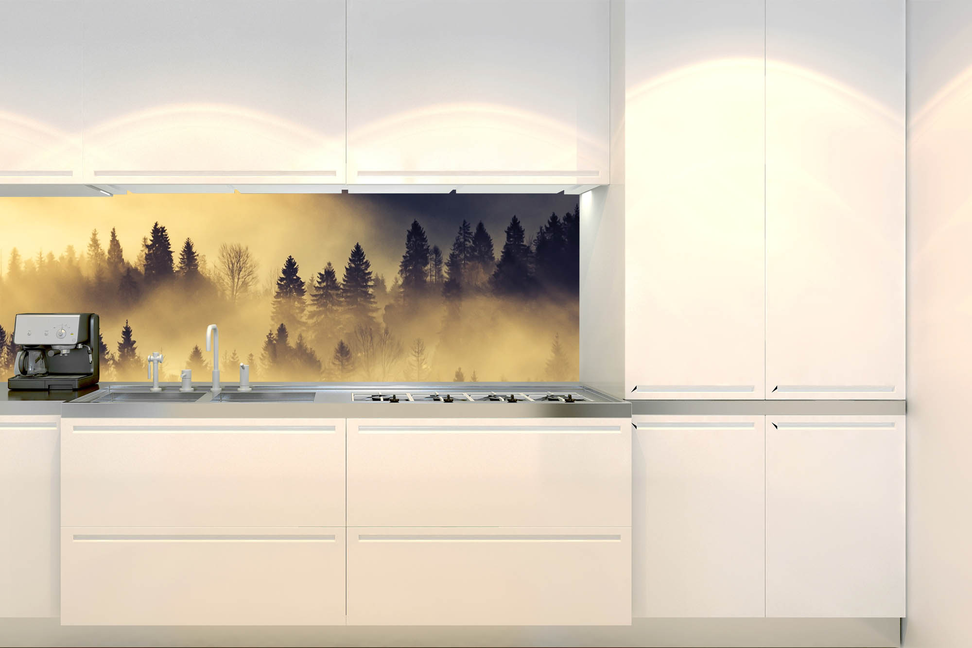 Küchenrückwand Folie - Waldlandschaft am Morgen 180 x 60 cm