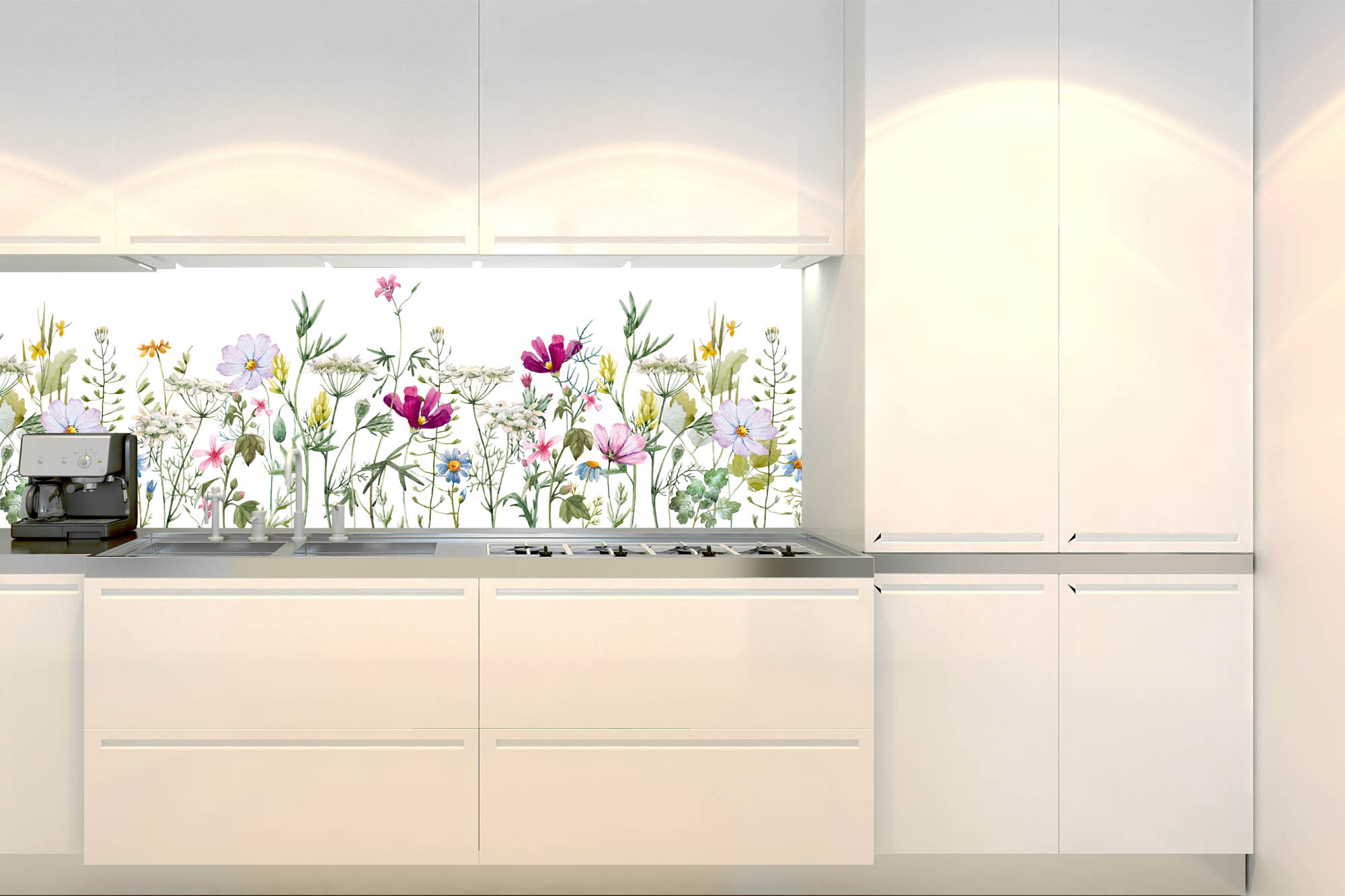 Küchenrückwand Folie - Blumen Patchwork 180 x 60 cm