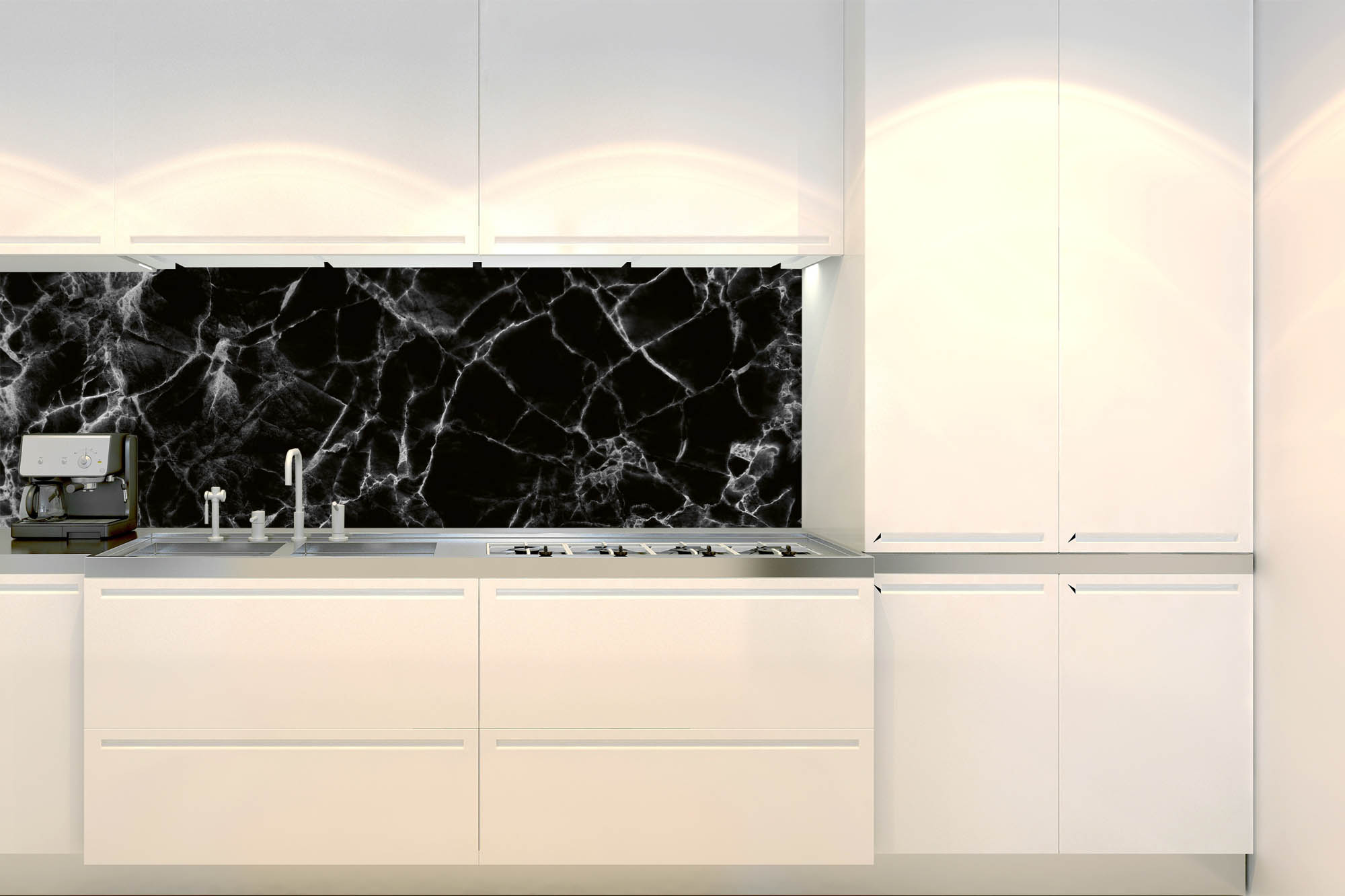Küchenrückwand Folie - Dekoratives Design aus schwarzem Marmor 180 x 60 cm