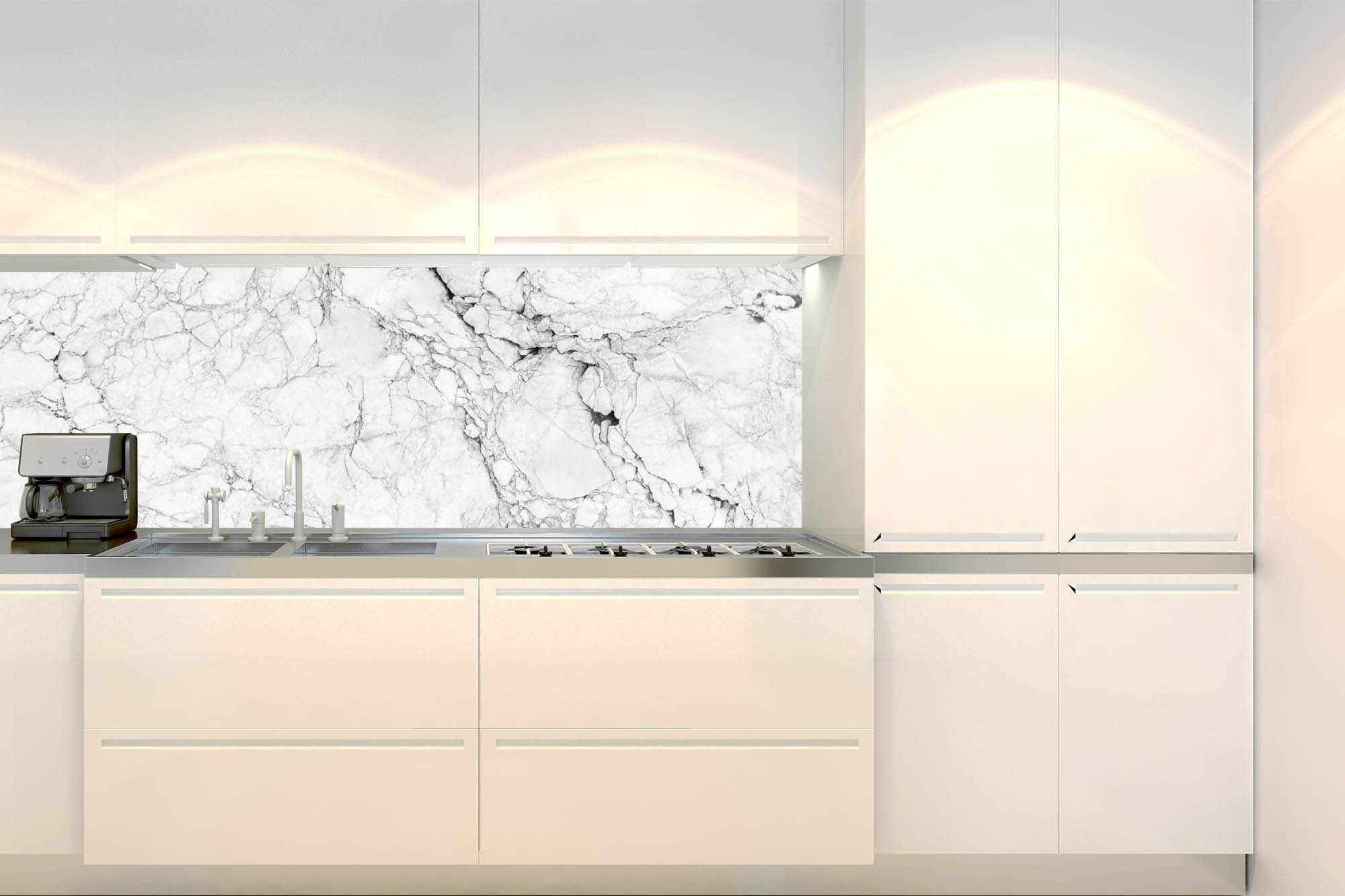 Küchenrückwand Folie - Weiße Marmorstruktur 180 x 60 cm