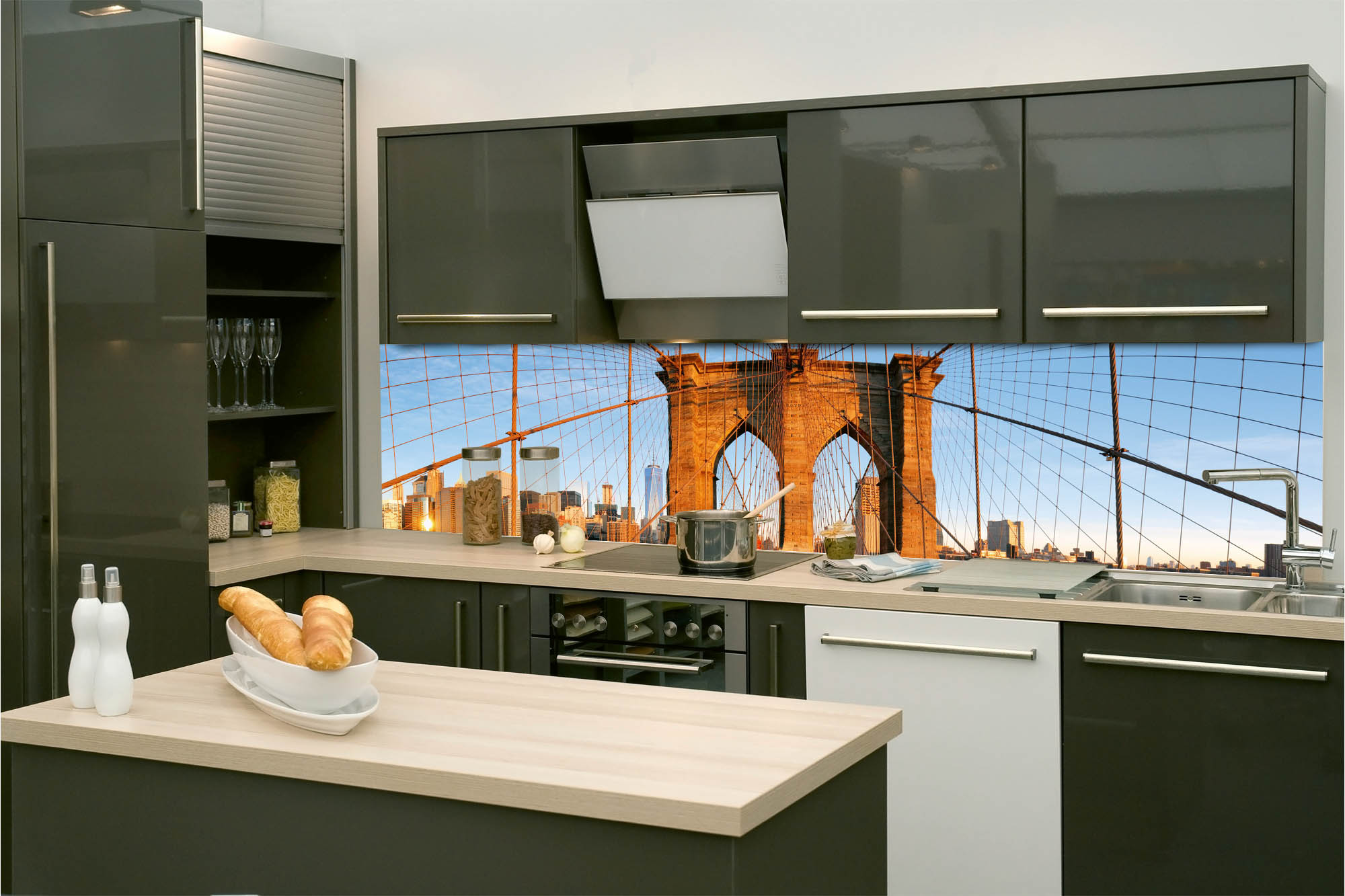 Küchenrückwand Folie - Brooklyn Brücke Panorama 260 x 60 cm