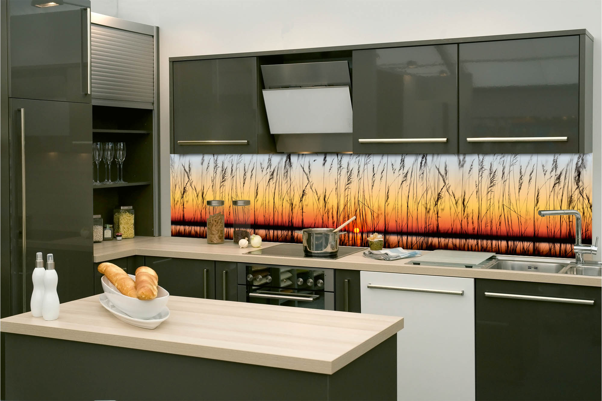 Küchenrückwand Folie - Schilf 260 x 60 cm