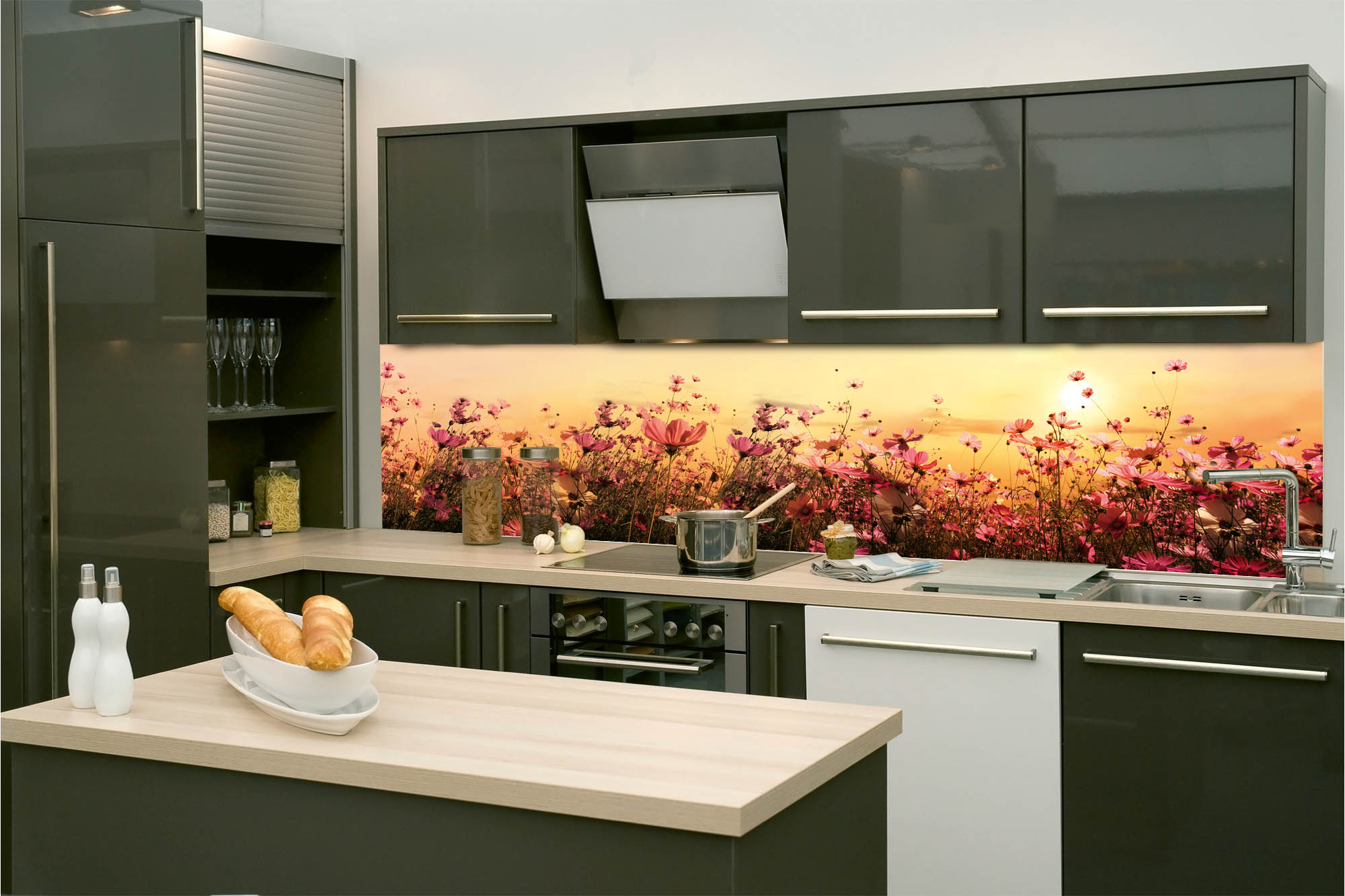 Küchenrückwand Folie - Blumenfeld 260 x 60 cm