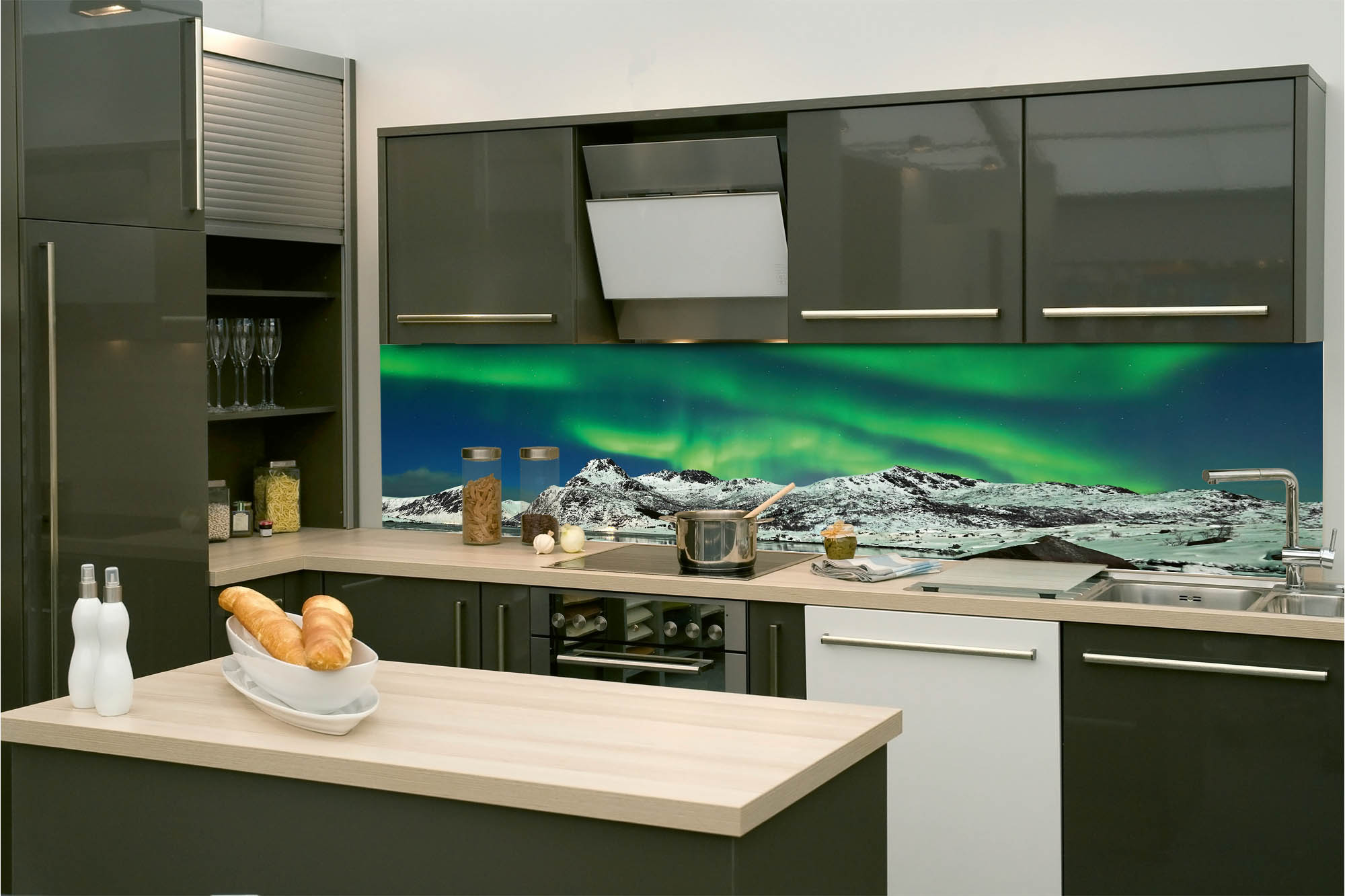 Küchenrückwand Folie - Polarlicht 260 x 60 cm