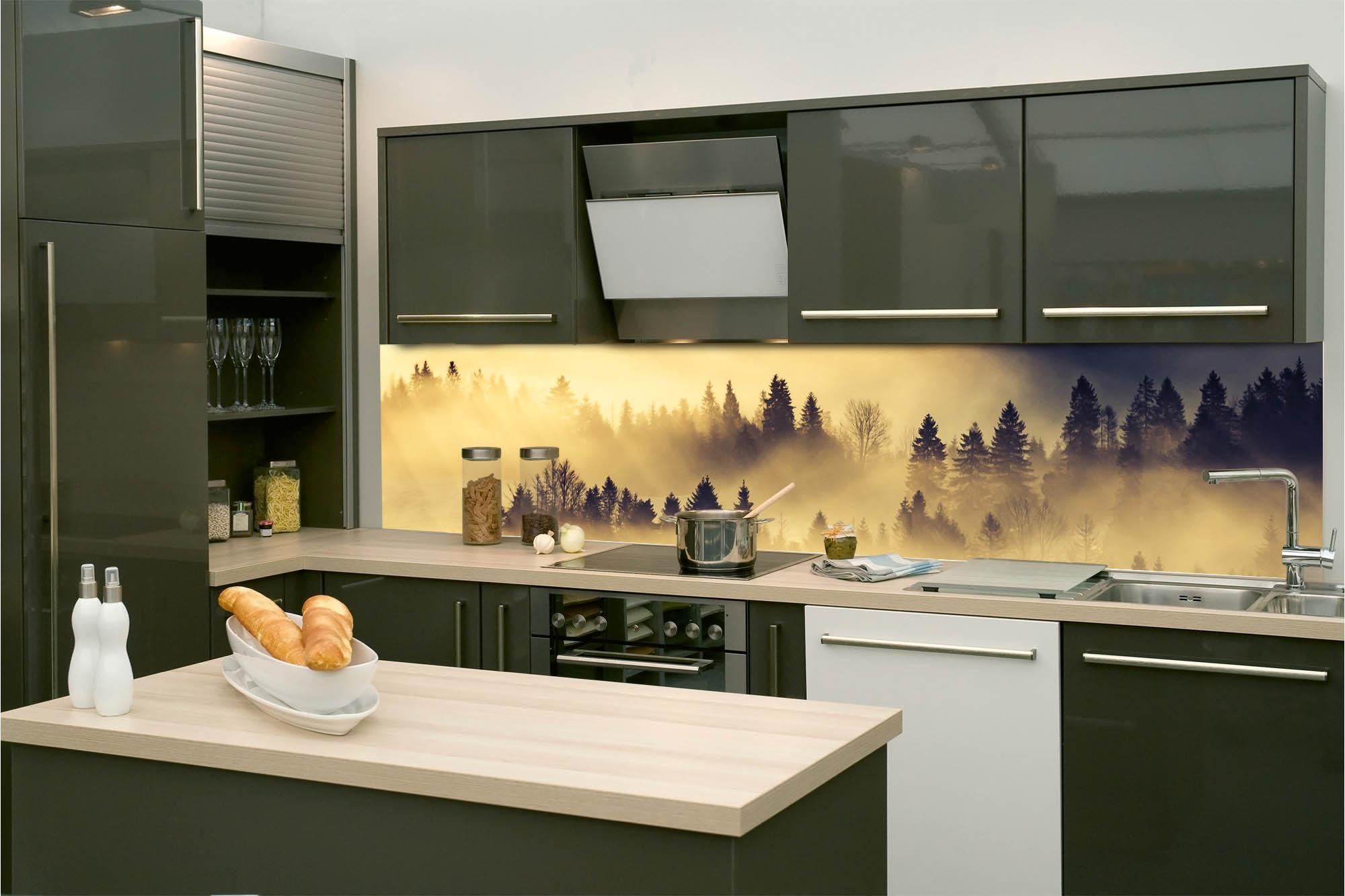 Küchenrückwand Folie - Waldlandschaft am Morgen 260 x 60 cm