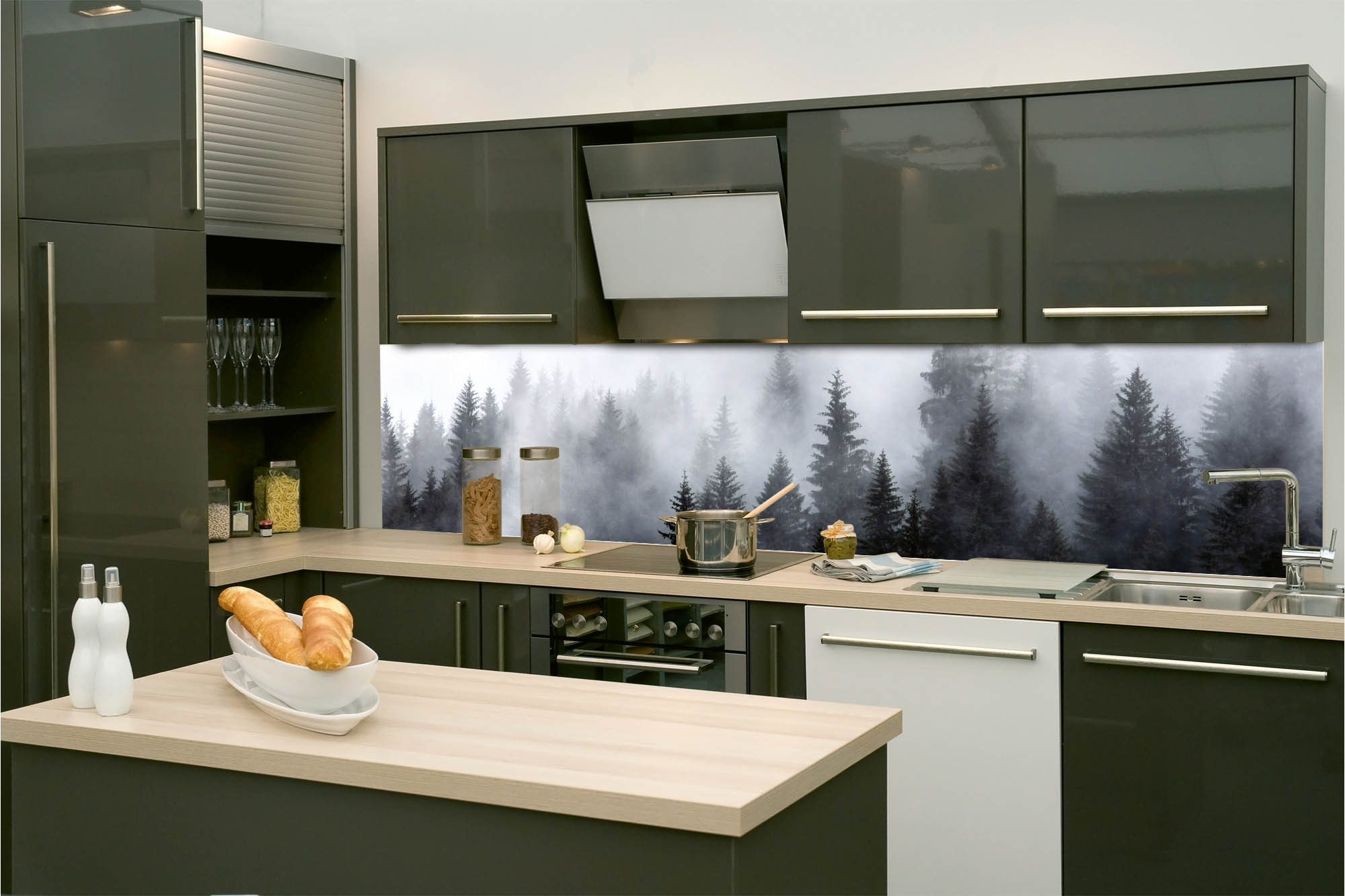 Küchenrückwand Folie - Neblig 260 x 60 cm
