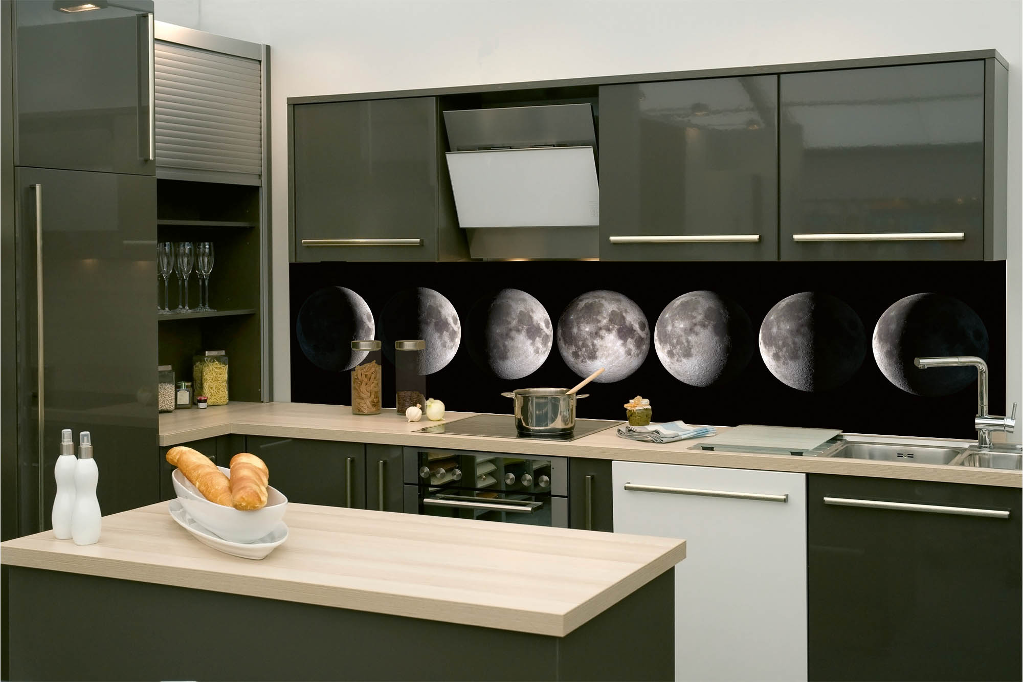Küchenrückwand Folie - Mondphasen 260 x 60 cm