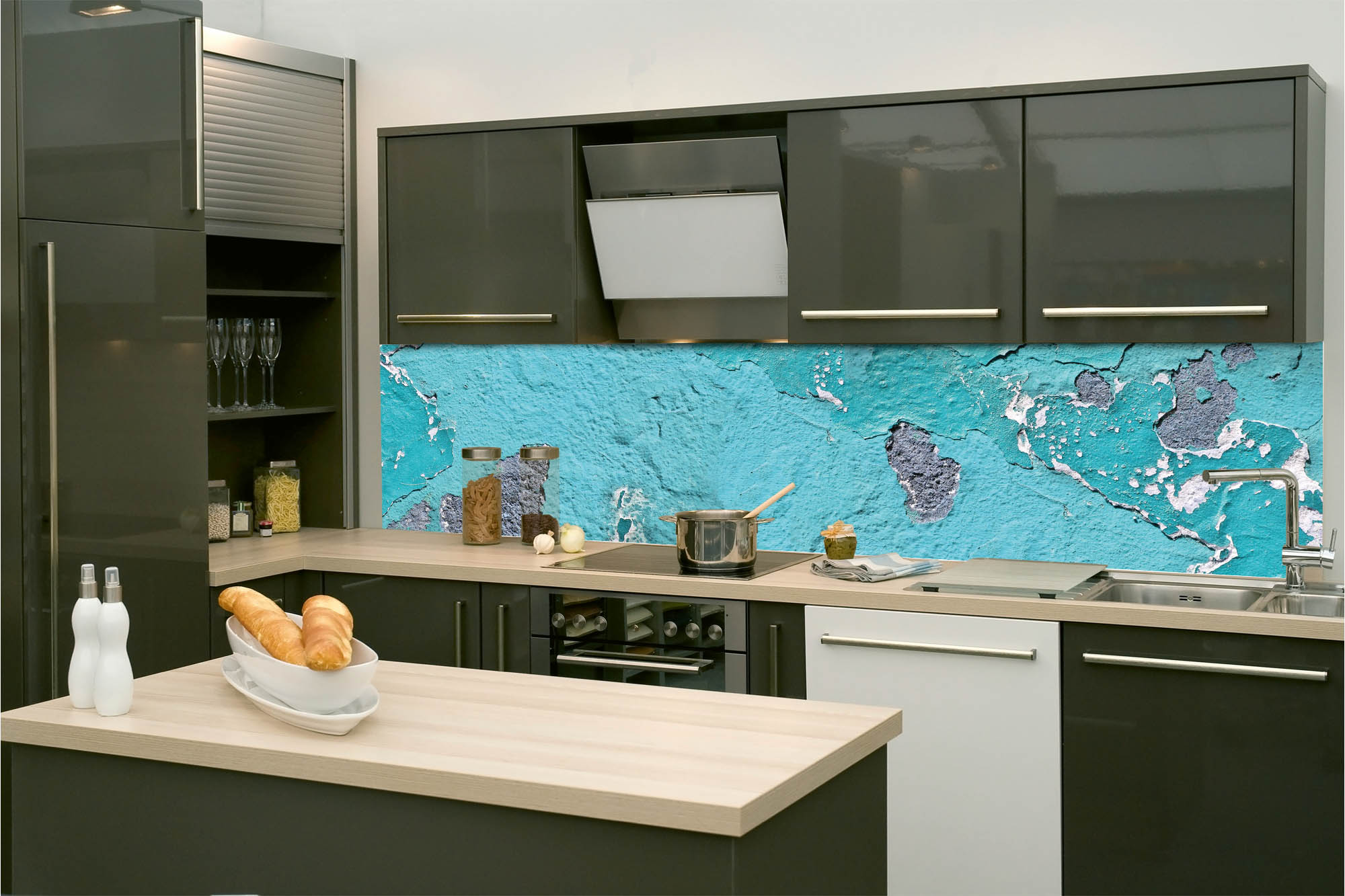 Küchenrückwand Folie - Wand mit abblätternder Farbe 260 x 60 cm