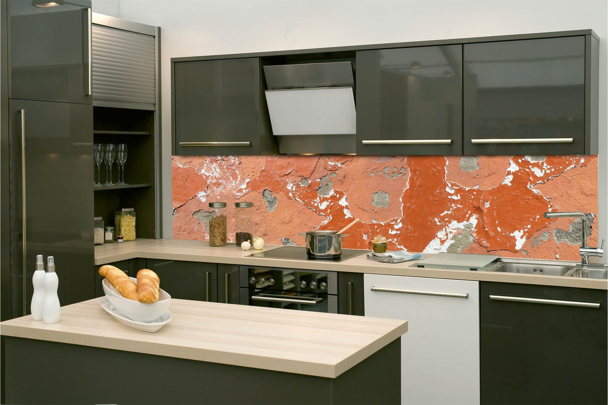 Küchenrückwand Folie - Abgefallener Putz 260 x 60 cm