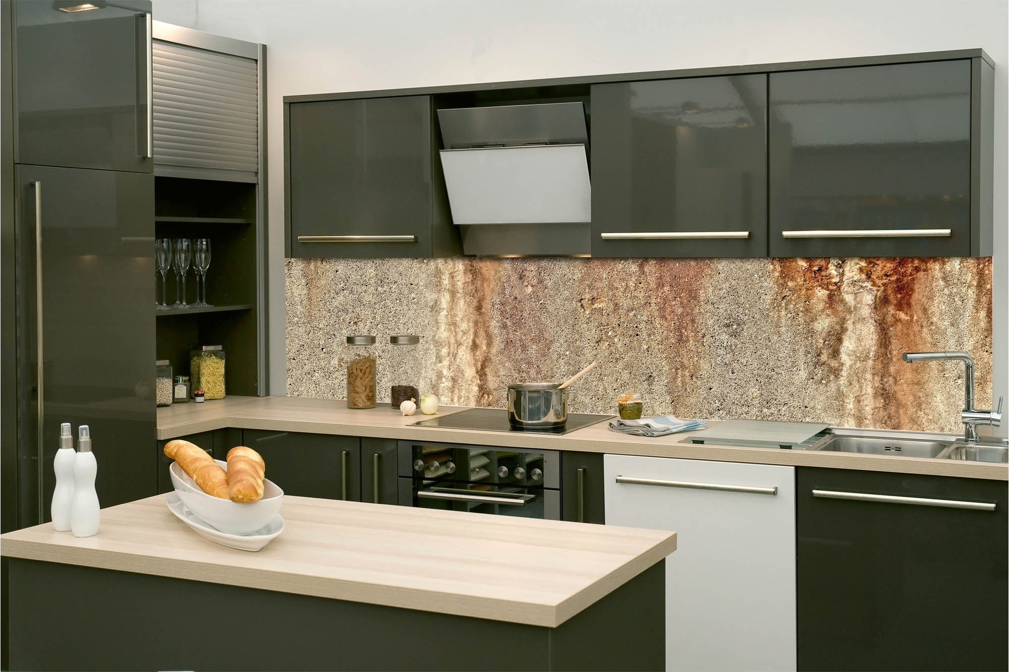 Küchenrückwand Folie - Abgebrochene Betonwand Texture 260 x 60 cm