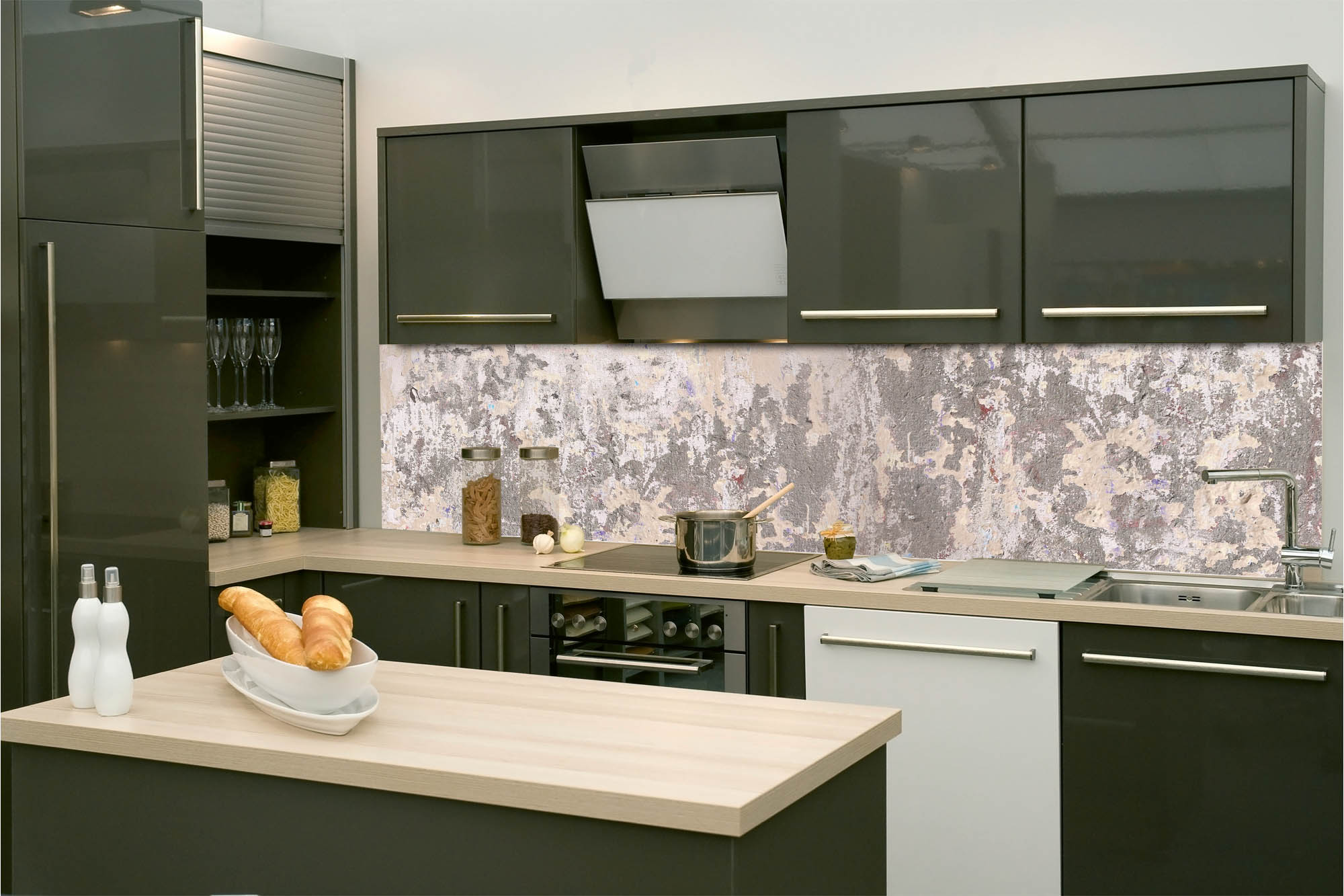 Küchenrückwand Folie - Abgebrochene Betonwand 260 x 60 cm