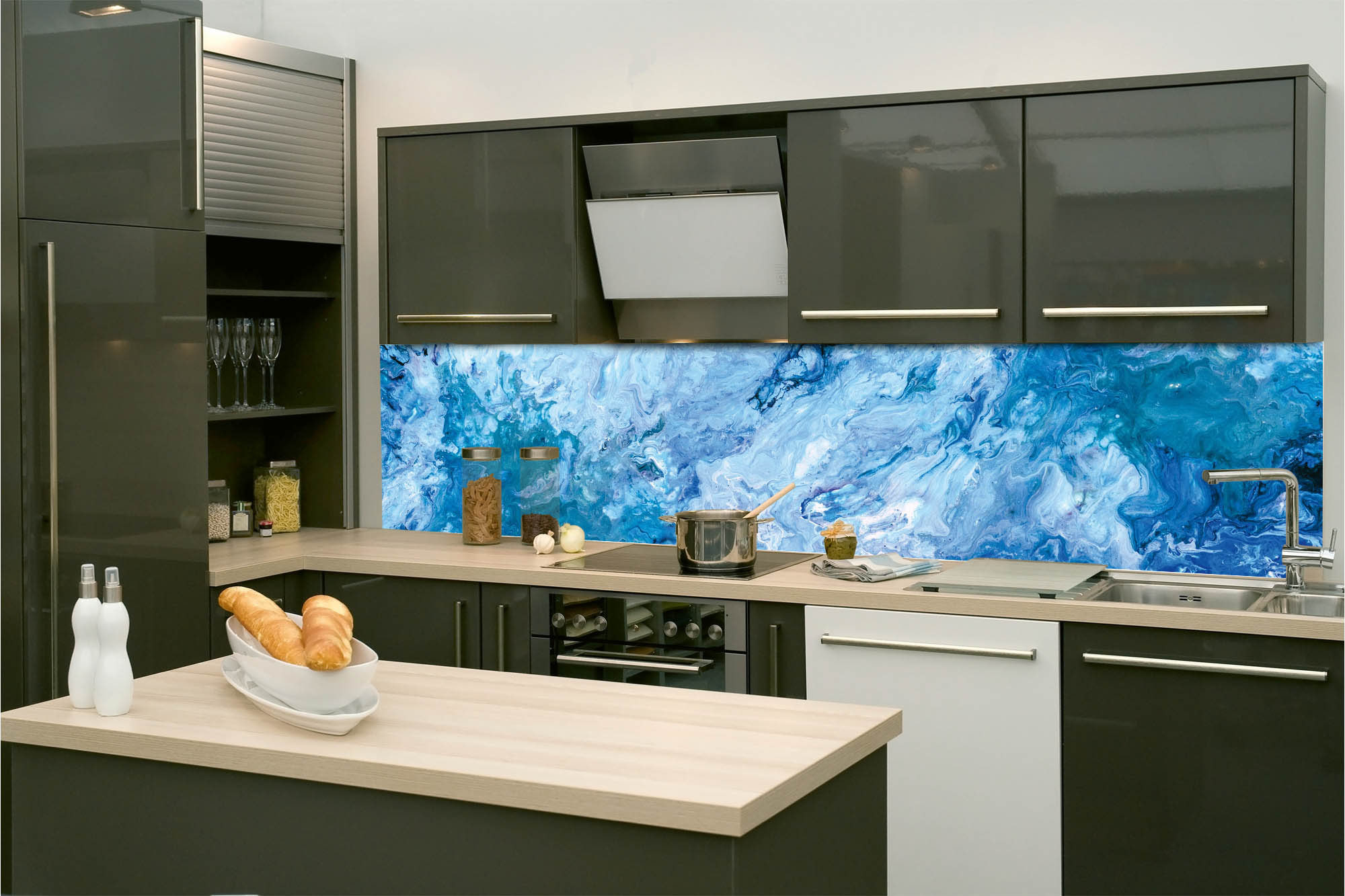 Küchenrückwand Folie – Ozeansturm Effekt 260 x 60 cm