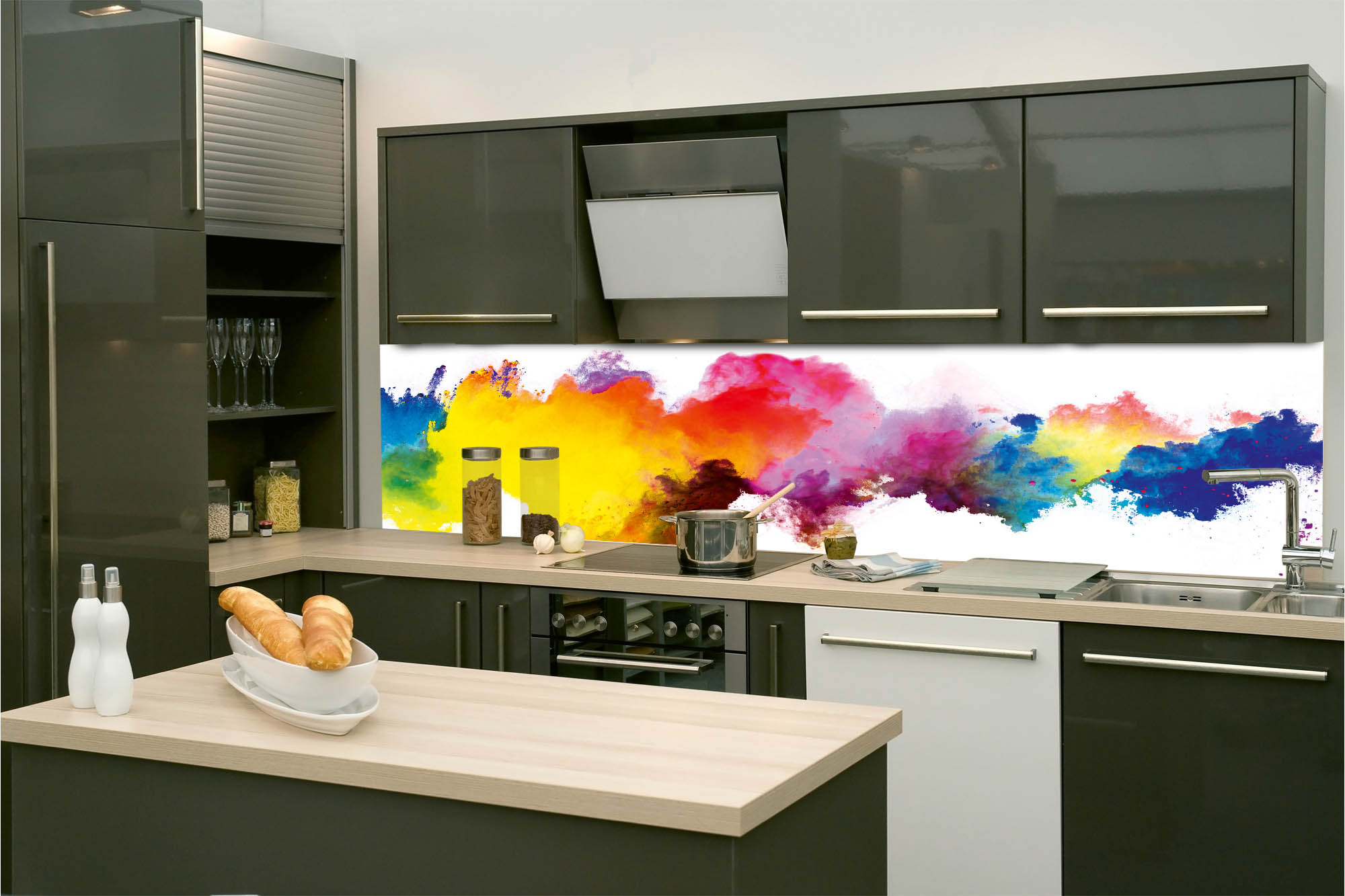 Küchenrückwand Folie - Farbexplosion 260 x 60 cm