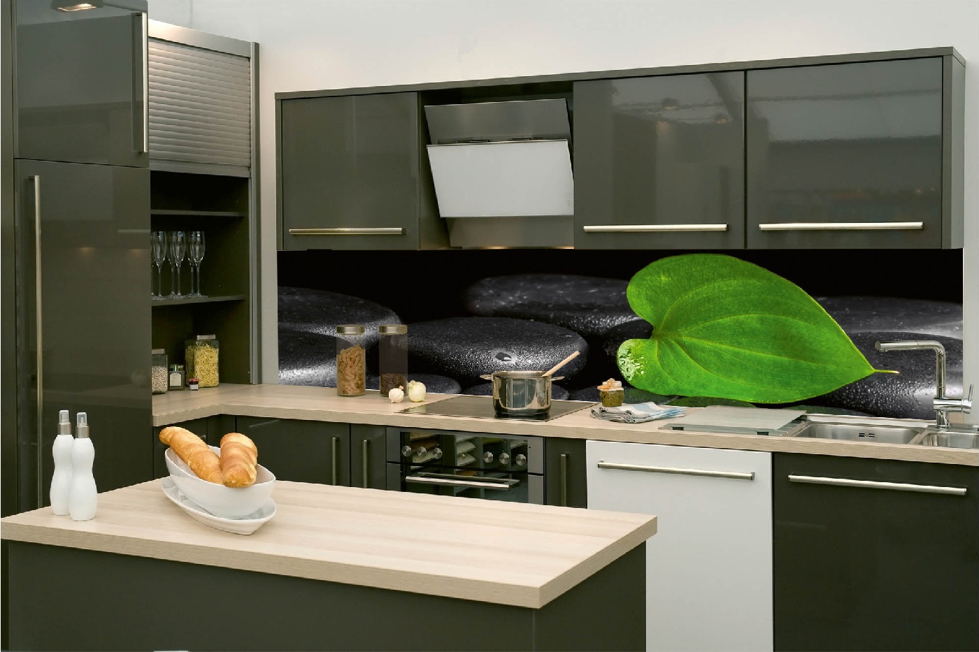 Küchenrückwand Folie - Grünes Blatt Spa 260 x 60 cm