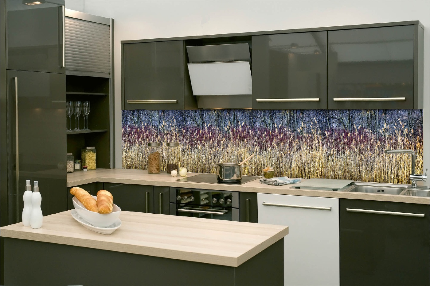 Küchenrückwand Folie - Winterschilf 260 x 60 cm