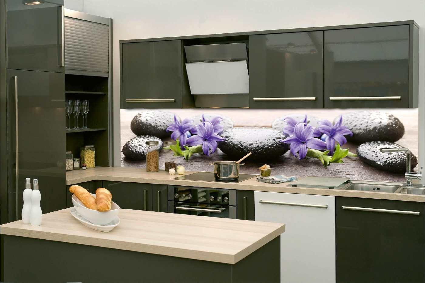 Küchenrückwand Folie - Thermalbad Heiße Steine 260 x 60 cm