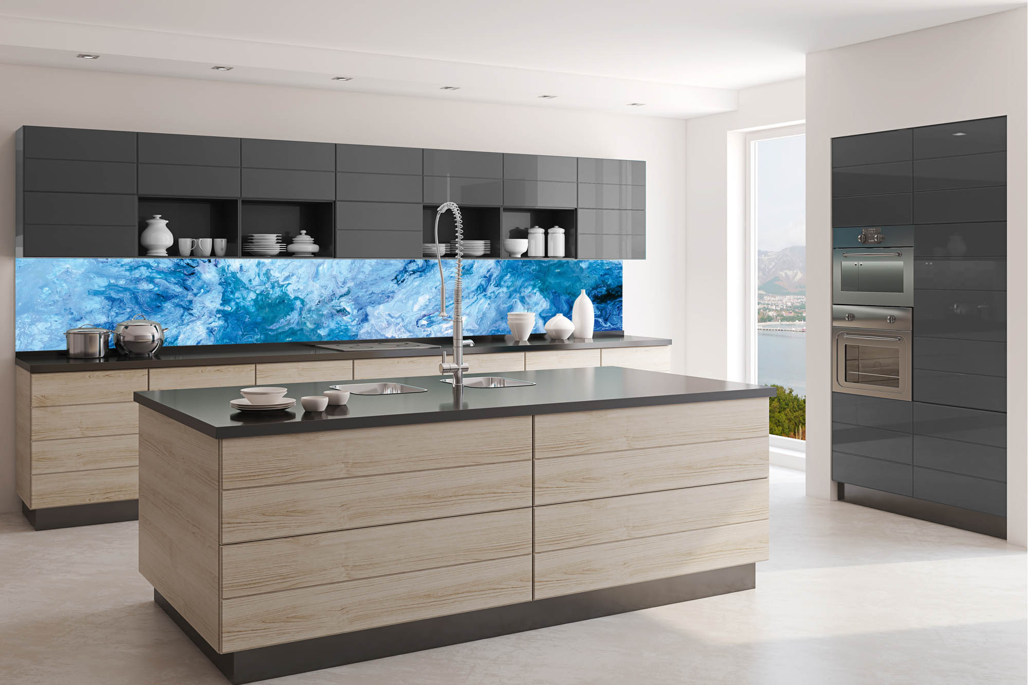 Küchenrückwand Folie – Ozeansturm Effekt 350 x 60 cm