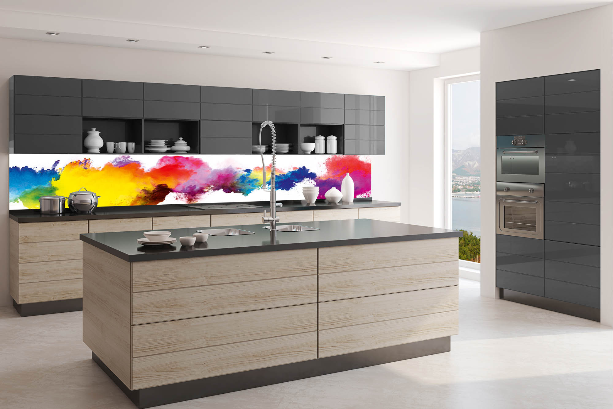 Küchenrückwand Folie - Farbexplosion 350 x 60 cm