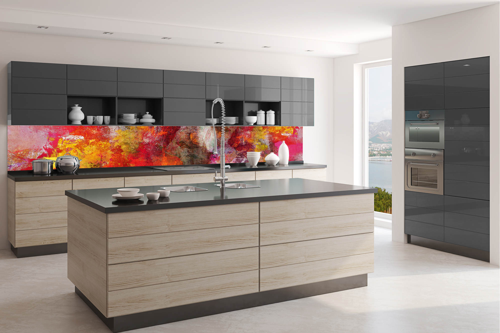 Küchenrückwand Folie - Abstrakte bunte Textur 350 x 60 cm