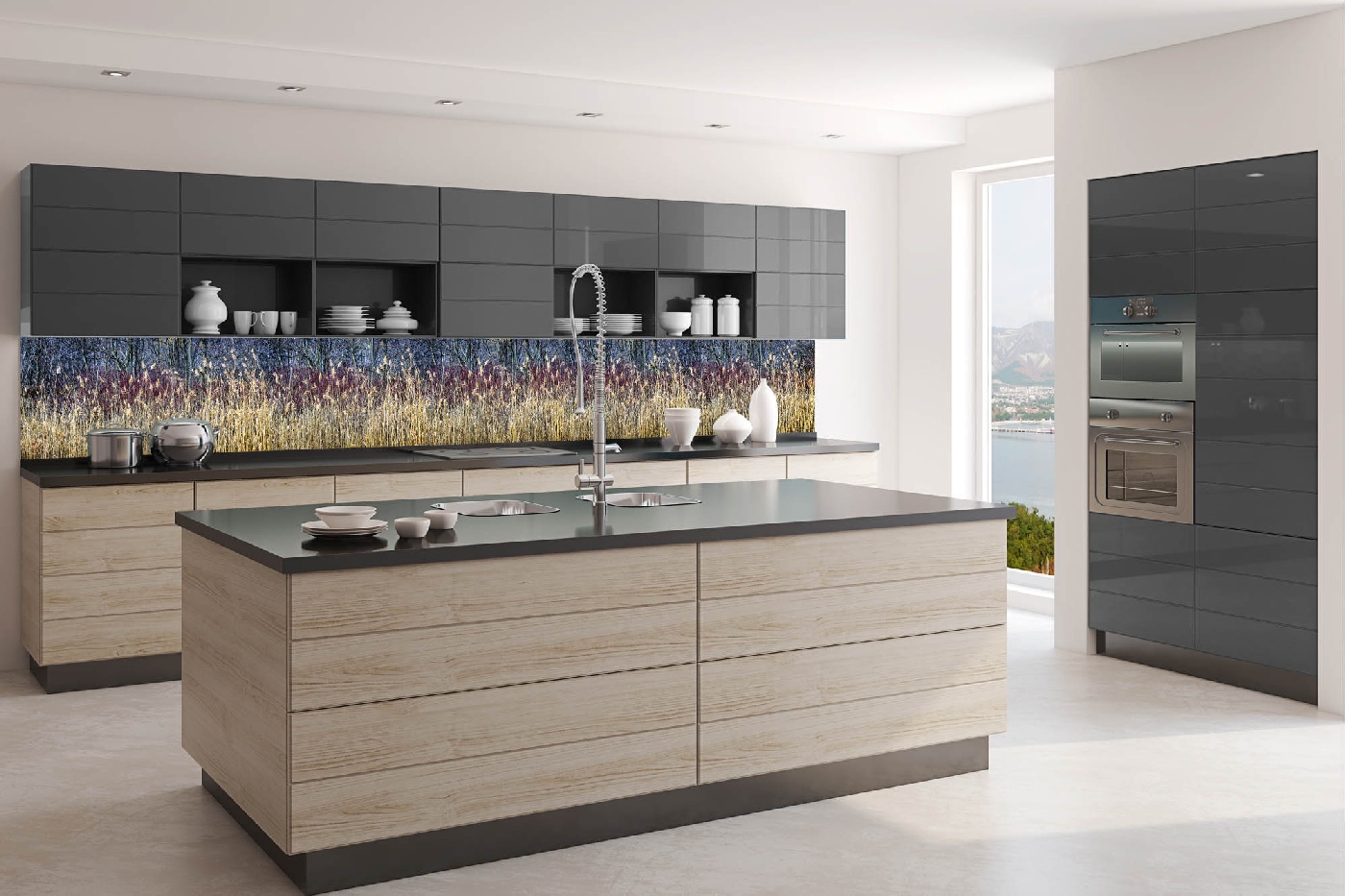 Küchenrückwand Folie - Winterschilf 350 x 60 cm
