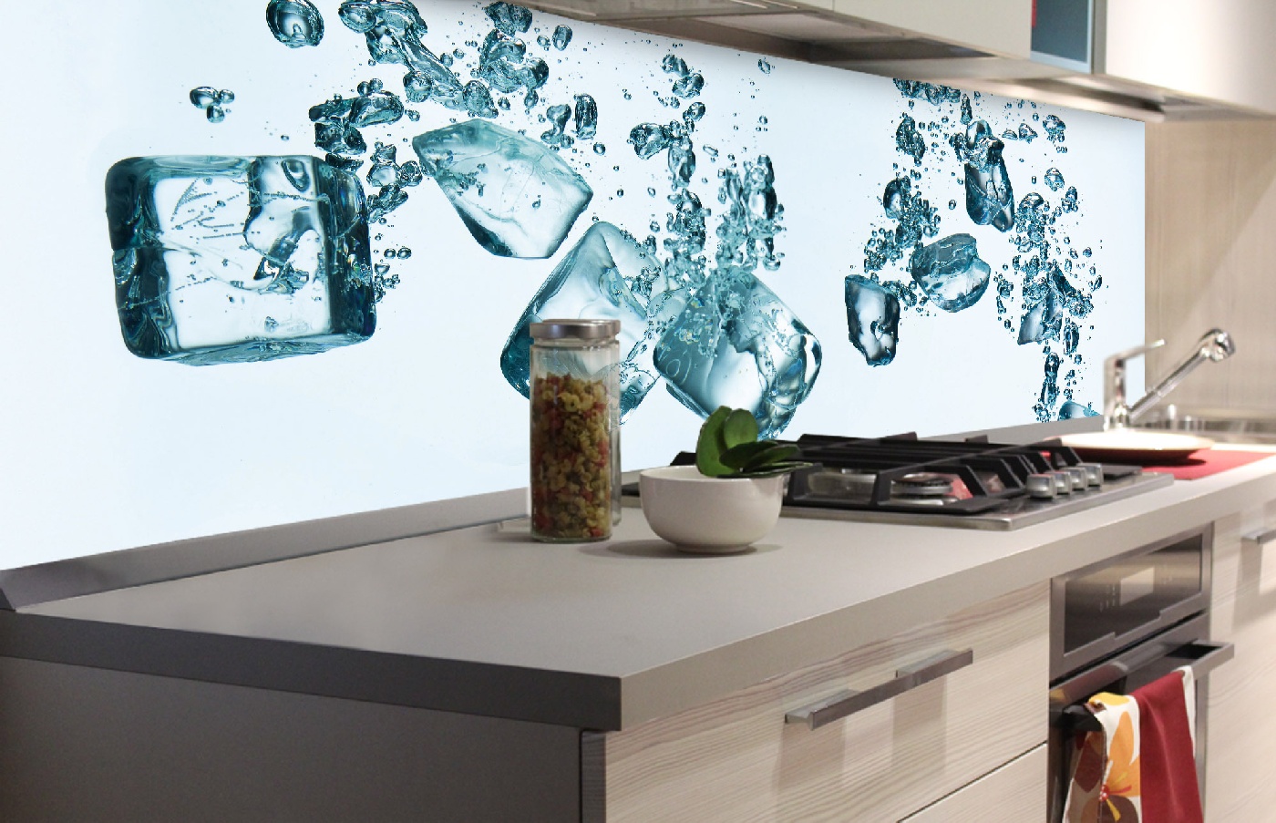 Küchenrückwand Folie - Eiswürfel 180 x 60 cm
