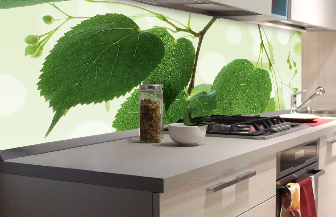Küchenrückwand Folie - Grüne Blätter 180 x 60 cm