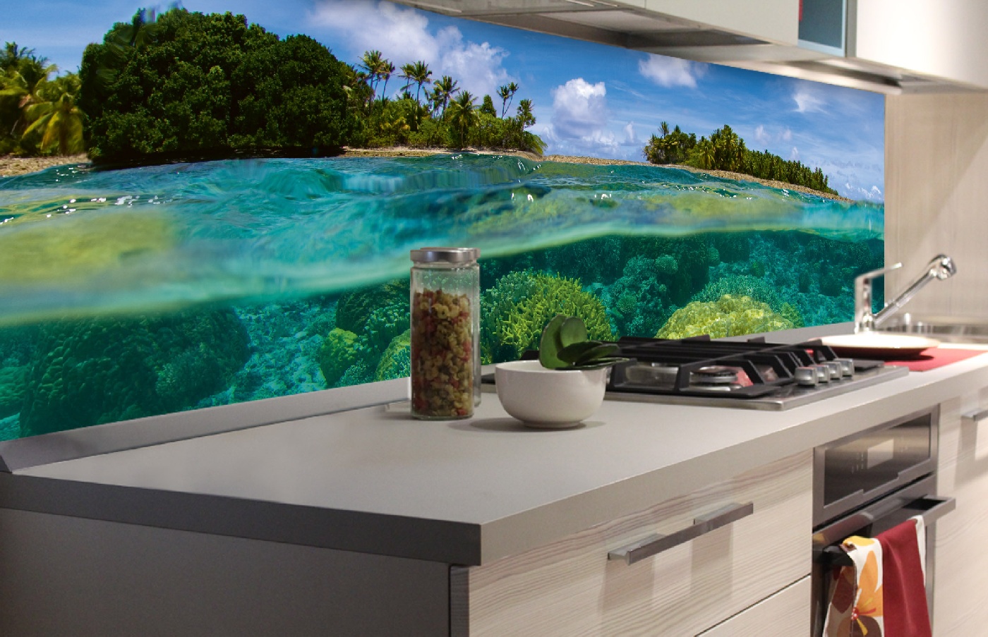 Küchenrückwand Folie - Korallenriff 180 x 60 cm