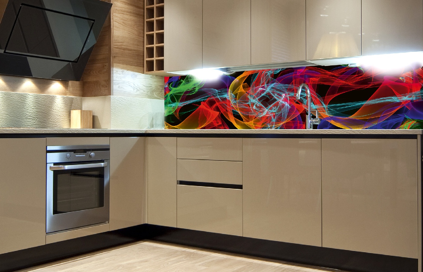 Küchenrückwand Folie - Elegante Linien 180 x 60 cm