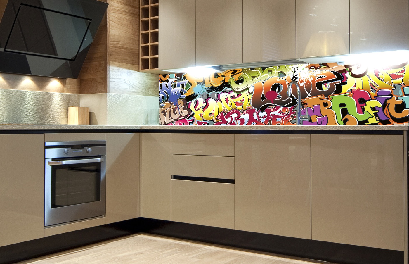 Küchenrückwand Folie - Graffiti 180 x 60 cm