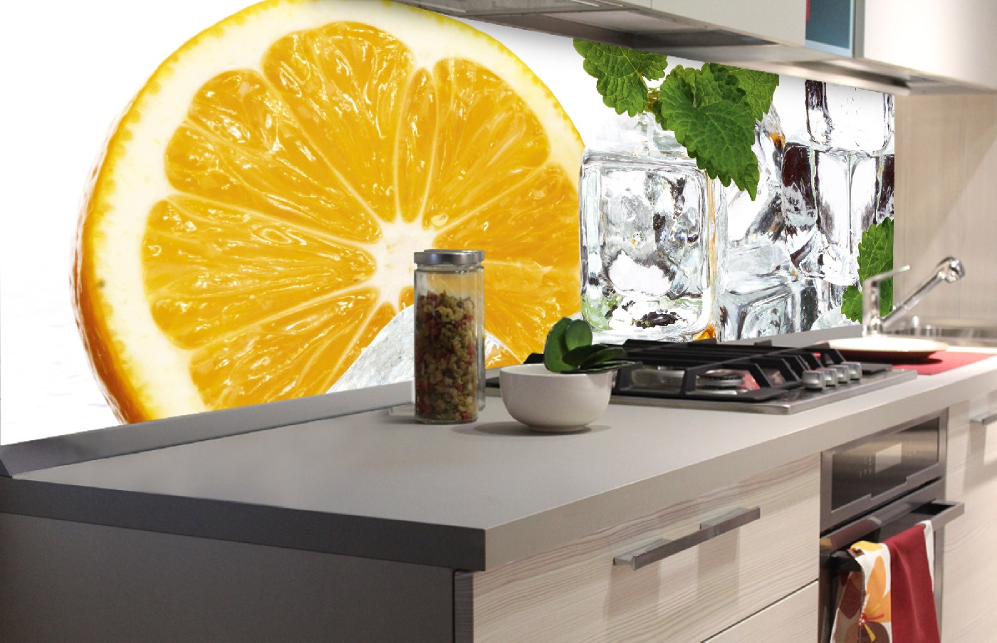 Küchenrückwand Folie - Zitrone und Eis 180 x 60 cm