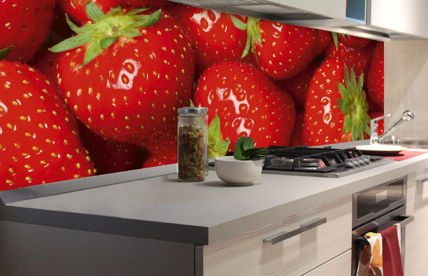 Küchenrückwand Folie - Erdbeeren 180 x 60 cm