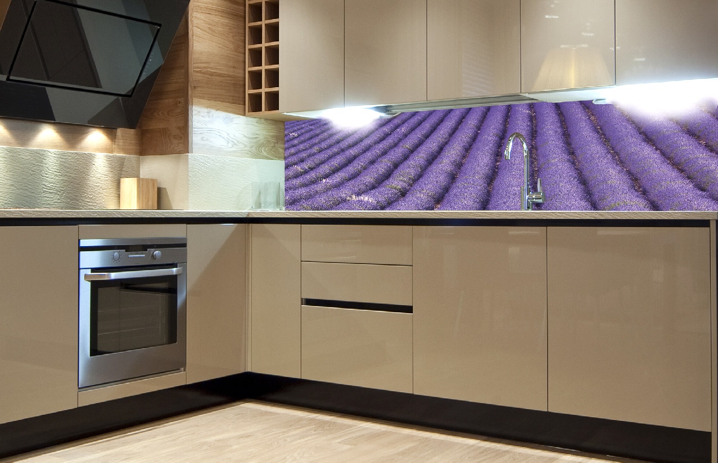 Küchenrückwand Folie - Lavendelfeld 180 x 60 cm