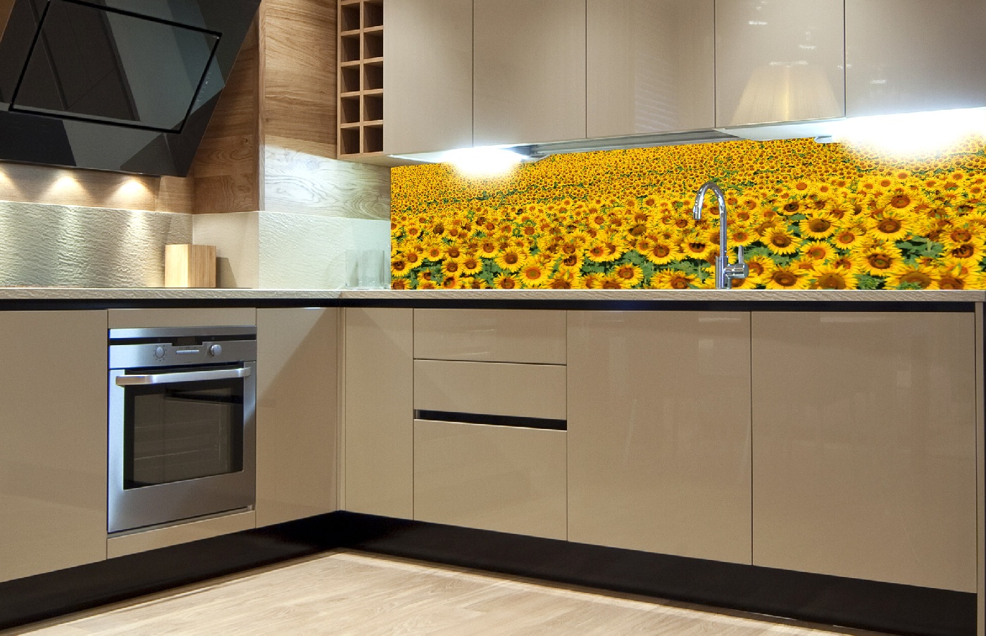 Küchenrückwand Folie - Sonnenblumenfeld 180 x 60 cm